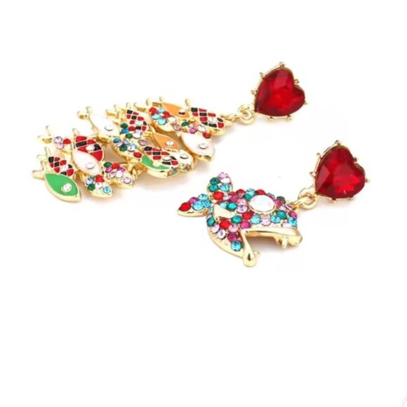 Betsy Johnson Colorful Multicolor Irregular Fish pendant Drop Heart Earrings - Picture 5 of 7